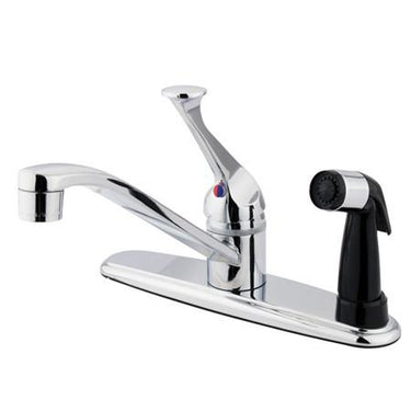 Kingston Brass Chatham Centerset with Single Lever Handle and Black Deck Sprayer, Chrome Kitchen Faucet Kingston Brass